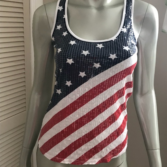 Rue21 Tops - RUE 21 BLING FLAG TANK TOP PATRIOTIC SPARKLE